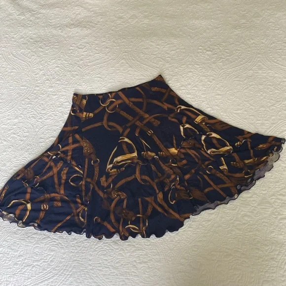 Ralph Lauren Blue and Gold Bubble Skirt Knee-Length Cocktail - Picture 5 of 12